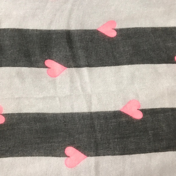 Betsey Johnson Black, Gray, Pink Scarf W/ PomPoms - Picture 3 of 4